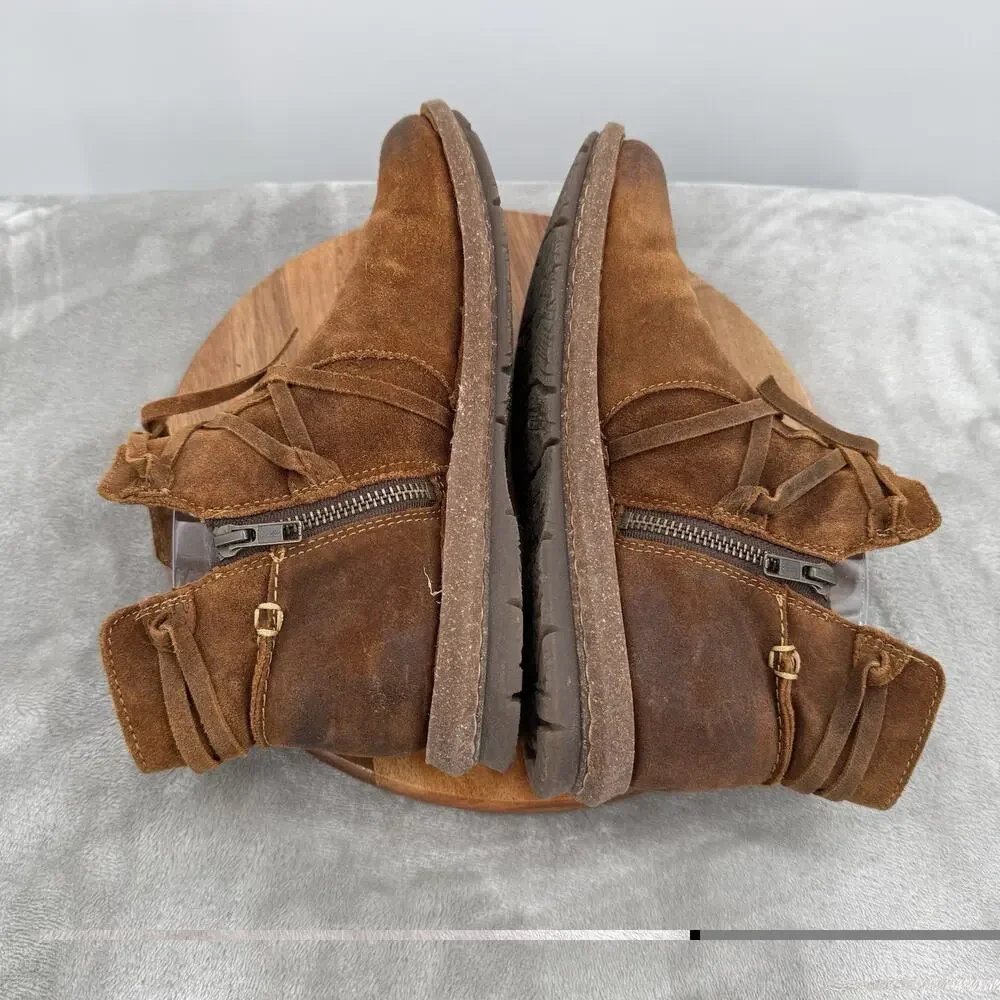 Born Tarkiln Boots Womens 8.5 Brown Distressed Ankle Boot Leather Zip - Picture 8 of 12